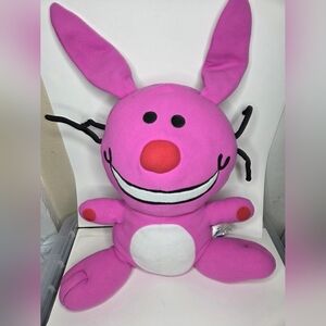 It’s Happy Bunny Jim Benton Pink Plush Rabbit Y2K Large Stuffed Toy 2004 Vintage